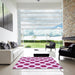 Square Patterned Blossom Pink Rug in a Living Room, pat1051pur