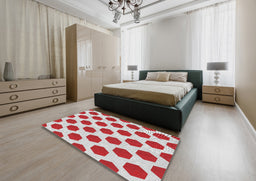 Patterned Platinum Gray Novelty Rug in a Bedroom, pat1051