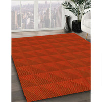 Patterned Scarlet Red Rug, pat1052yw