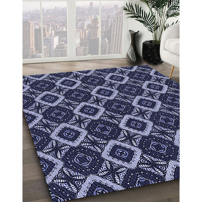 Patterned Light Purple Blue Rug in Family Room, pat1053blu