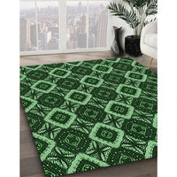 Patterned Black Rug, pat1053grn