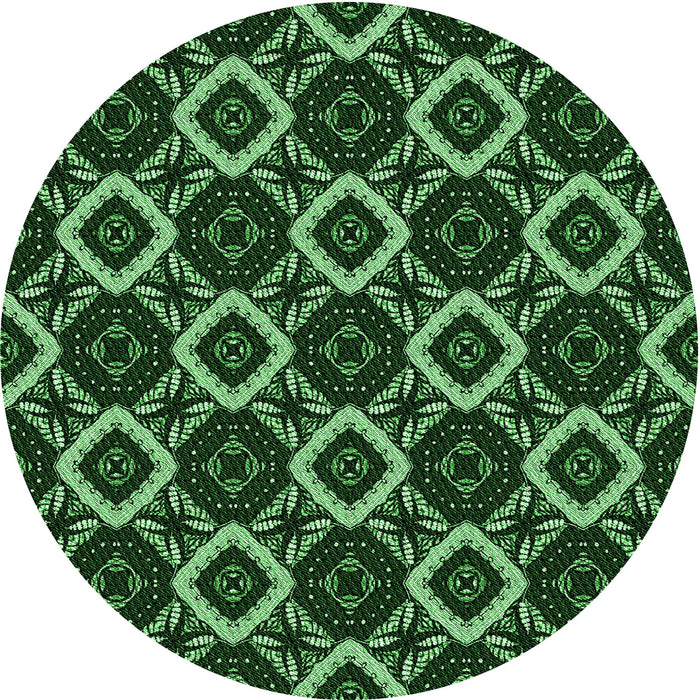 Square Patterned Black Rug, pat1053grn