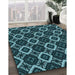 Machine Washable Transitional Deep Teal Green Rug in a Family Room, wshpat1053lblu