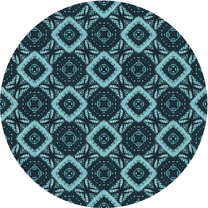 Square Patterned Deep Teal Green Rug, pat1053lblu