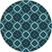 Square Machine Washable Transitional Deep Teal Green Rug in a Living Room, wshpat1053lblu