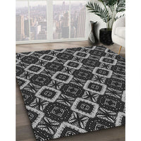 Patterned Dark Gray Novelty Rug, pat1053