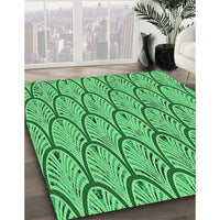 Patterned Lime Mint Green Rug, pat1054grn