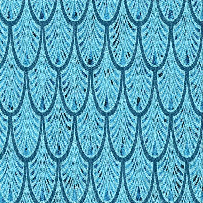 Round Machine Washable Transitional Bright Navy Blue Rug, wshpat1054lblu