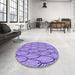 Round Patterned Mauve Purple Rug in a Office, pat1054pur