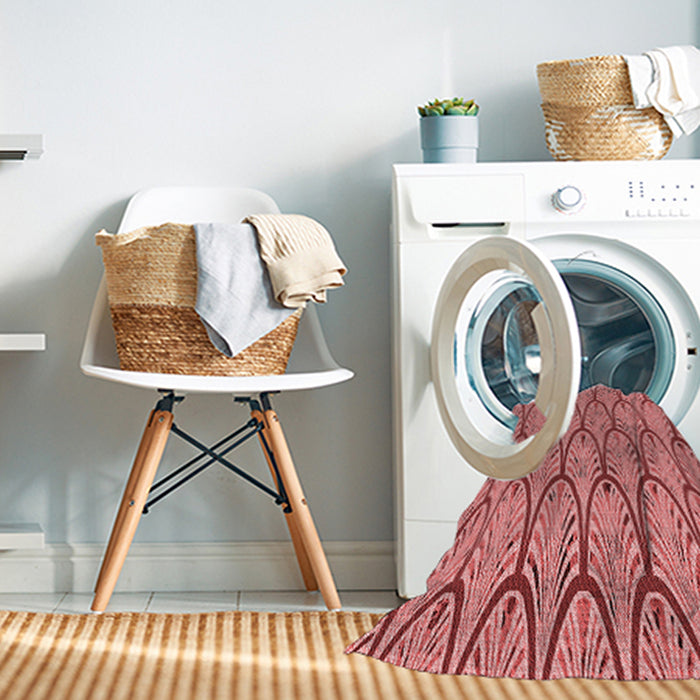 Machine Washable Transitional Pastel Pink Rug in a Washing Machine, wshpat1054rd