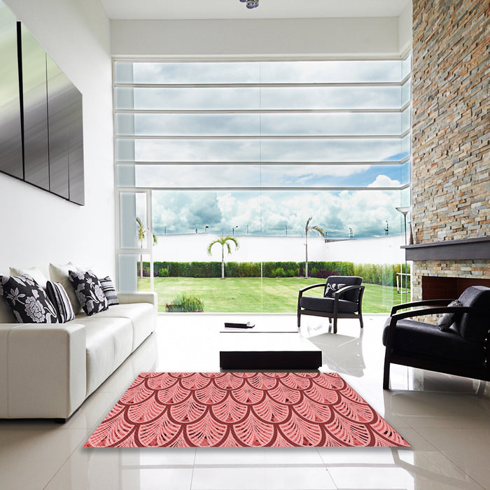 Machine Washable Transitional Pastel Pink Rug in a Kitchen, wshpat1054rd