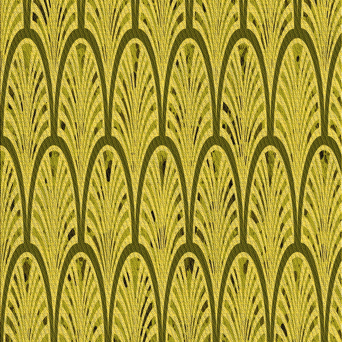Patterned Dark Yellow Green Rug, pat1054yw