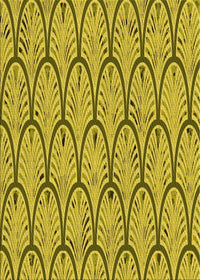 Machine Washable Transitional Dark Yellow Green Rug, wshpat1054yw