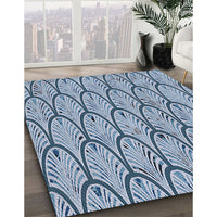 Patterned Azure Blue Novelty Rug, pat1054