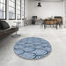 Round Patterned Azure Blue Novelty Rug in a Office, pat1054