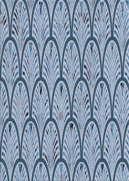 Patterned Azure Blue Novelty Rug, pat1054