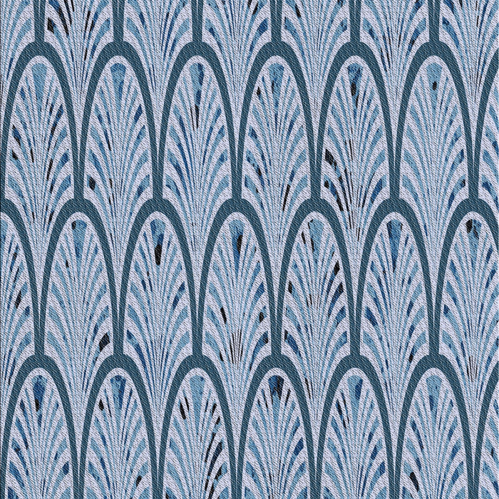 Patterned Azure Blue Novelty Rug, pat1054