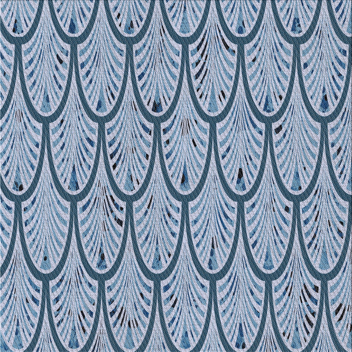 Square Patterned Azure Blue Novelty Rug, pat1054