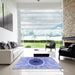 Square Patterned Royal Blue Rug in a Living Room, pat1055blu