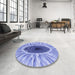 Round Patterned Royal Blue Rug in a Office, pat1055blu