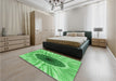 Patterned Green Rug in a Bedroom, pat1055grn