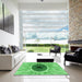 Machine Washable Transitional Green Rug in a Kitchen, wshpat1055grn