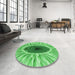 Round Patterned Green Rug in a Office, pat1055grn