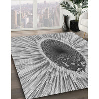 Patterned Platinum Silver Gray Rug, pat1055gry