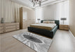 Patterned Platinum Silver Gray Rug in a Bedroom, pat1055gry