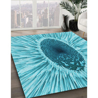 Patterned Light Sea Green Rug, pat1055lblu