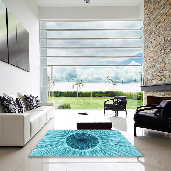 Square Patterned Light Sea Green Rug in a Living Room, pat1055lblu