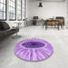 Round Patterned Pastel Purple Pink Rug in a Office, pat1055pur