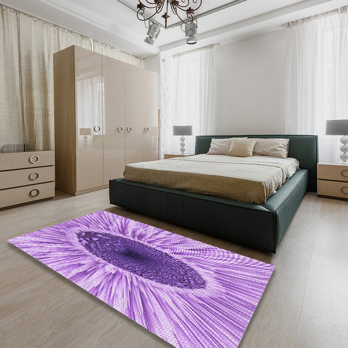 Patterned Pastel Purple Pink Rug in a Bedroom, pat1055pur