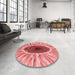 Round Patterned Pastel Pink Rug in a Office, pat1055rd