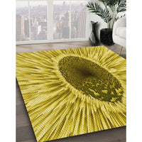 Patterned Bright Gold Yellow Rug, pat1055yw