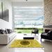 Square Patterned Bright Gold Yellow Rug in a Living Room, pat1055yw