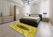 Patterned Bright Gold Yellow Rug in a Bedroom, pat1055yw