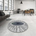 Round Patterned Ash Gray Novelty Rug in a Office, pat1055