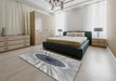 Machine Washable Transitional Ash Gray Rug in a Bedroom, wshpat1055