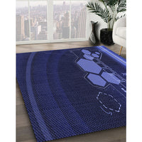 Patterned Royal Blue Rug, pat1056blu