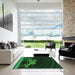 Square Patterned Black Rug in a Living Room, pat1056grn