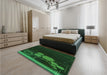 Patterned Black Rug in a Bedroom, pat1056grn