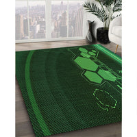 Patterned Black Rug, pat1056grn