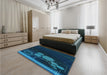 Patterned Night Blue Rug in a Bedroom, pat1056lblu