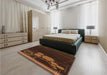 Patterned Mahogany Brown Rug in a Bedroom, pat1056org