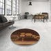 Round Patterned Mahogany Brown Rug in a Office, pat1056org