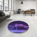 Round Patterned Purple Rug in a Office, pat1056pur