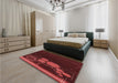 Patterned Red Rug in a Bedroom, pat1056rd