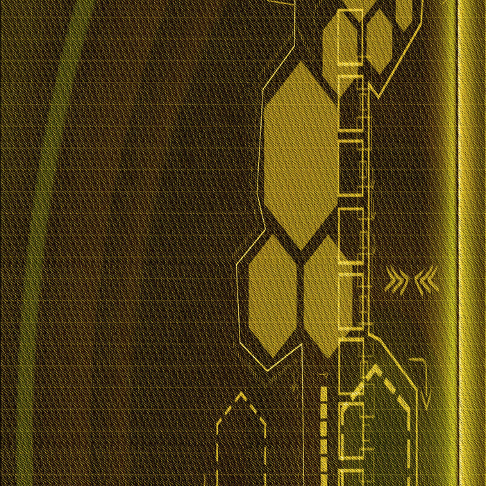 Patterned Dark Yellow Green Rug, pat1056yw