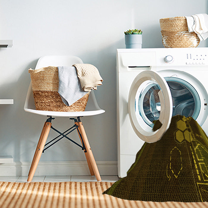 Machine Washable Transitional Dark Yellow Green Rug in a Washing Machine, wshpat1056yw